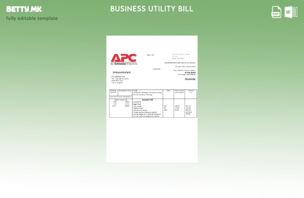 Модерен стил APC шаблон за деловна сметка за електрична енергија за комунални ус
